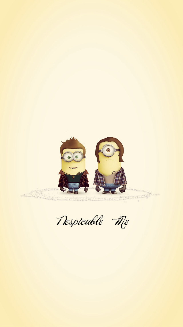 Two minions yellow background despicade free wallpaper for mobile - medium preview image