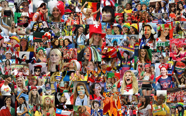 Colorful costume collage people hats free wallpaper for desktop - medium preview image