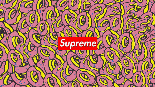 Red supreme sign yellow pink free wallpaper for desktop - medium preview image
