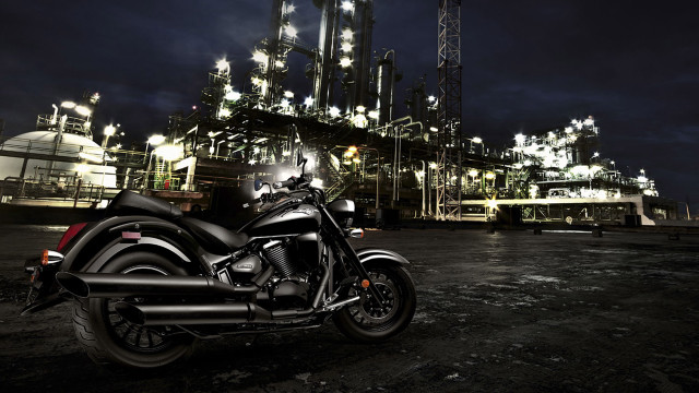 Motorcycle factory night lights dark free wallpaper for desktop - medium preview image