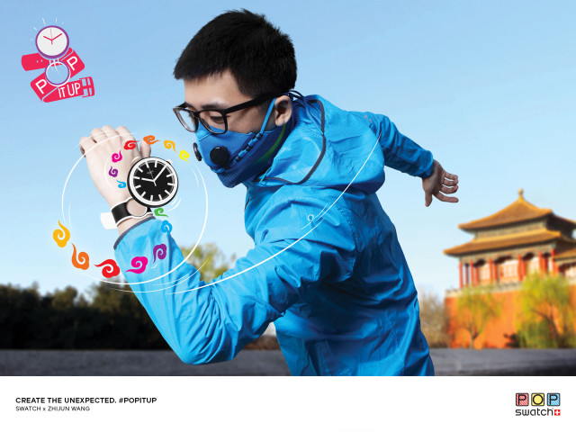 Man blue jacket mask clock free wallpaper for desktop - medium preview image