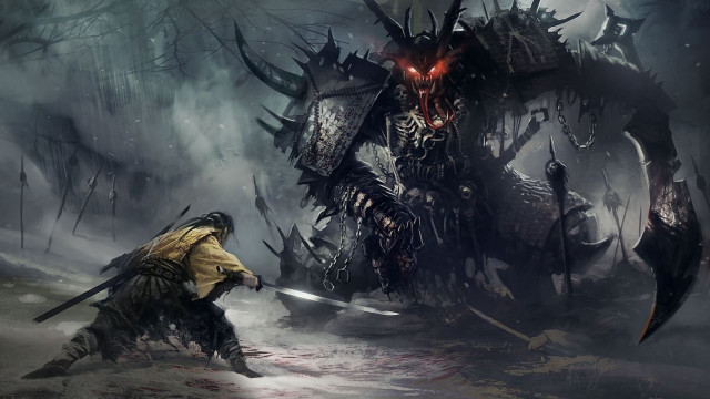 Demonic monster attacking man forest free wallpaper for desktop - medium preview image