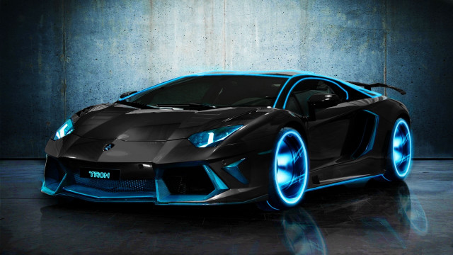 Black sports car blue lights #11 free wallpaper for desktop - medium preview image