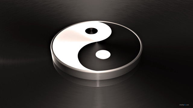 Yin yang black background white free wallpaper for desktop - medium preview image