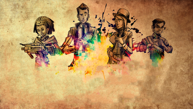 People guns paint splatters wall free wallpaper for desktop - medium preview image
