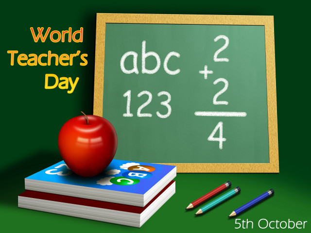 Green chalkboard red apple books free wallpaper for desktop - medium preview image