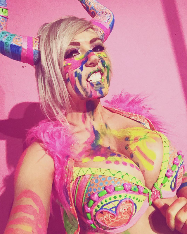 Woman painted body horns head free wallpaper for mobile - medium preview image