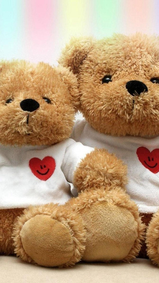 Teddy bears hearts shirts table free wallpaper for mobile - medium preview image