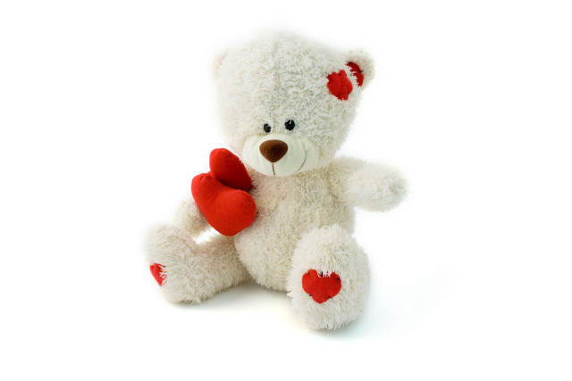 White teddy bear red heart #2 free wallpaper for desktop - medium preview image