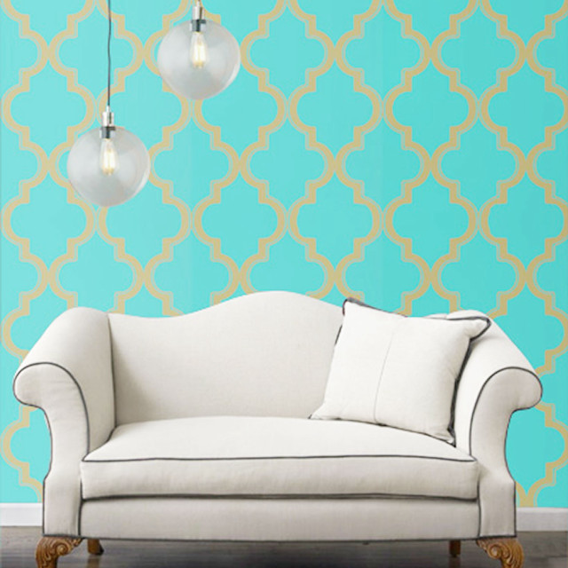 White couch blue wall pattern free wallpaper for tablet - medium preview image