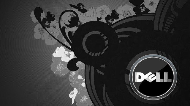 Dell logo black white flowers free wallpaper for desktop - medium preview image