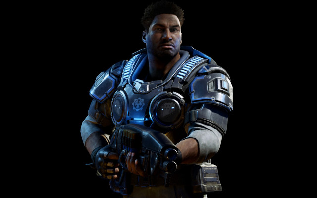 Futuristic man suit gun glove free wallpaper for desktop - medium preview image