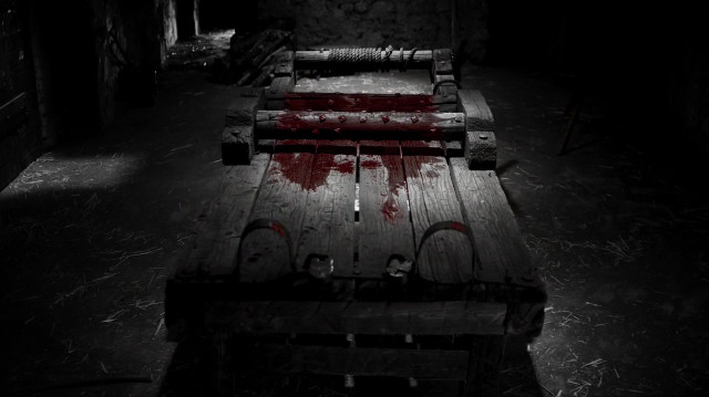 Wooden bench blood stain dark free wallpaper for desktop - medium preview image