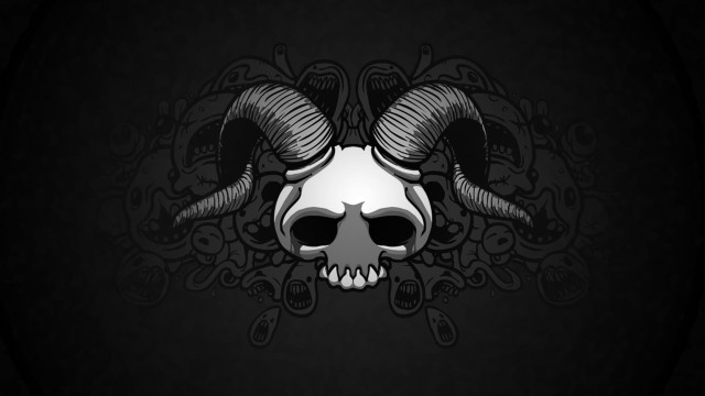 Skull horns skull black background free wallpaper for desktop - medium preview image