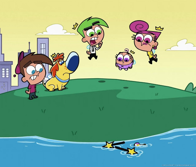 Cartoon character flying water background free wallpaper for desktop - medium preview image