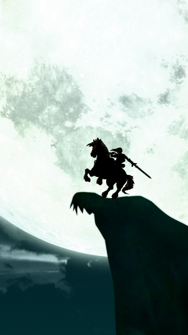 Man horse cliff full moon free wallpaper for mobile - medium preview image