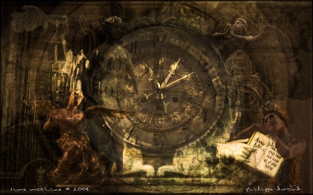 Clock angels newspaper woman reading free wallpaper for desktop - medium preview image
