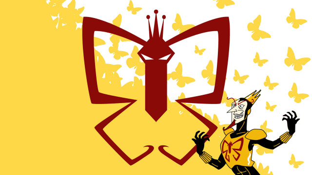 Cartoon crown yellow butterflies symmetry free wallpaper for desktop - medium preview image