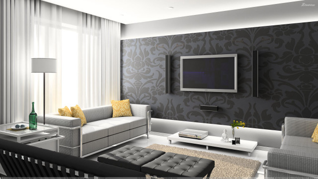 Livingroom couch chair table tv free wallpaper for desktop - medium preview image