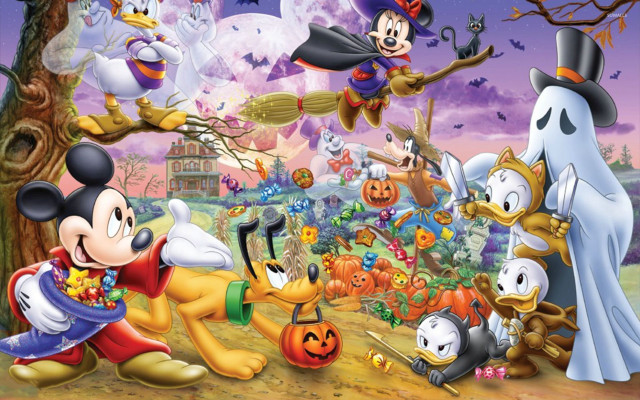 Mickey mouse halloween ghost pumpkin free wallpaper for desktop - medium preview image