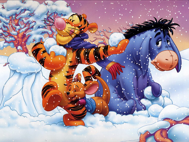 Tiger cub playing snow falling free wallpaper for desktop - medium preview image