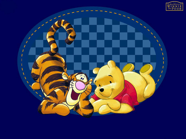 Winnie pooh tigger checkered blue free wallpaper for desktop - medium preview image