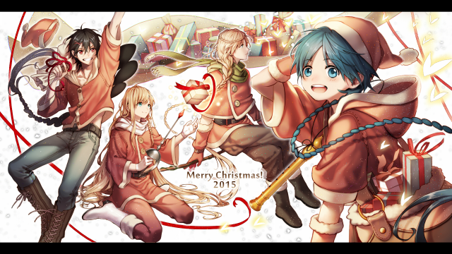 Anime christmas characters merry gift free wallpaper for desktop - medium preview image