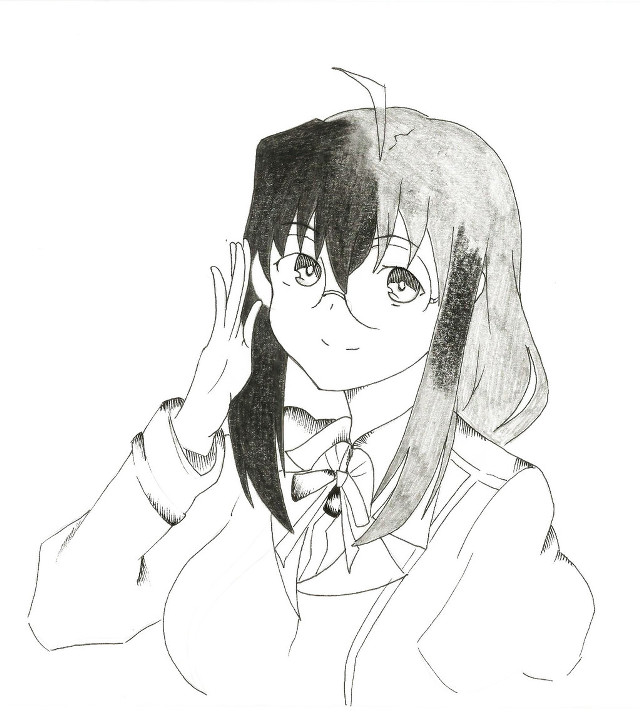 Girl long hair glasses drawing free wallpaper for tablet - medium preview image