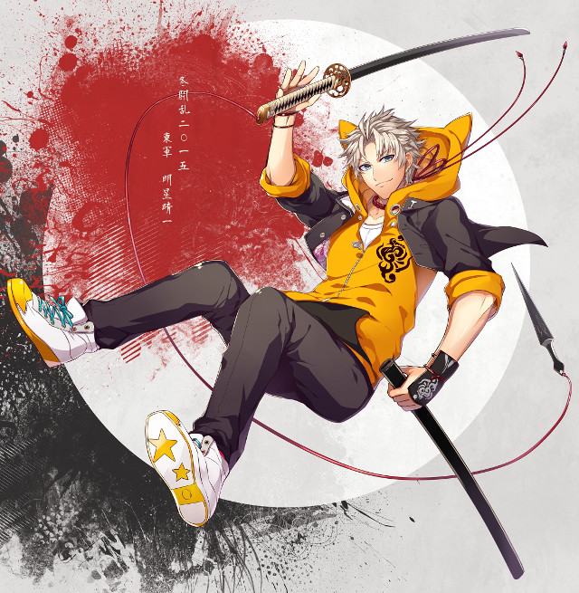 Yellow shirt sword blood fishing free wallpaper for tablet - medium preview image