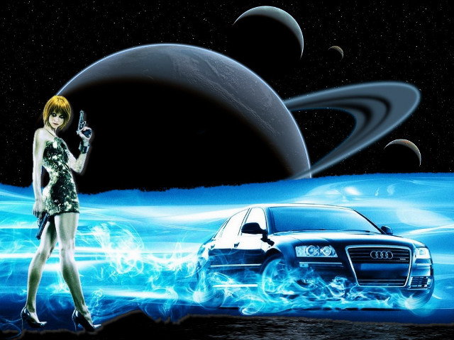 Woman dress car planet black free wallpaper for desktop - medium preview image