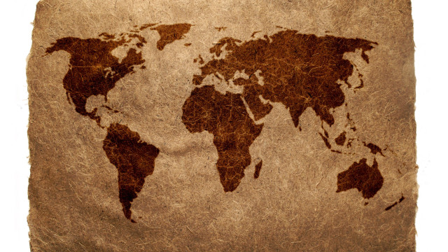 Brown white world map paper free wallpaper for desktop - medium preview image