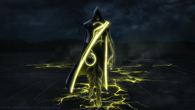 Neon glowing figure lightning dark free wallpaper for desktop - medium preview image