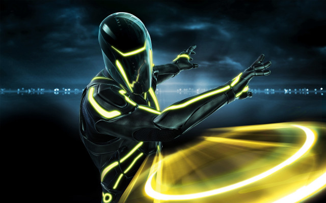 Futuristic man dancing light up free wallpaper for desktop - medium preview image