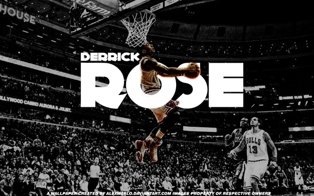 Derrick rose dunking basketball crowd free wallpaper for desktop - medium preview image