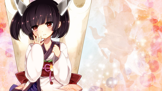 Girl horns white shirt purple free wallpaper for desktop - medium preview image