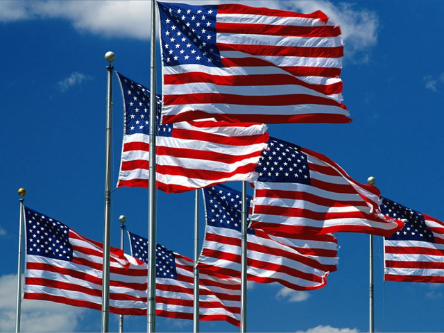 American flags flying wind sunny free wallpaper for desktop - medium preview image