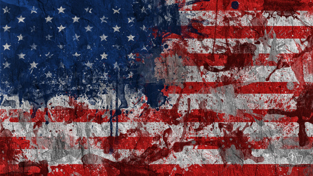 Grungy american flag skull side free wallpaper for desktop - medium preview image