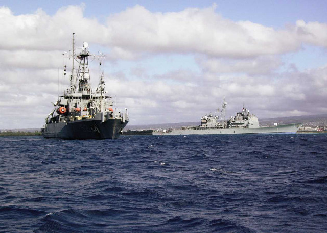 Two ships cloudy sky water free wallpaper for desktop - medium preview image