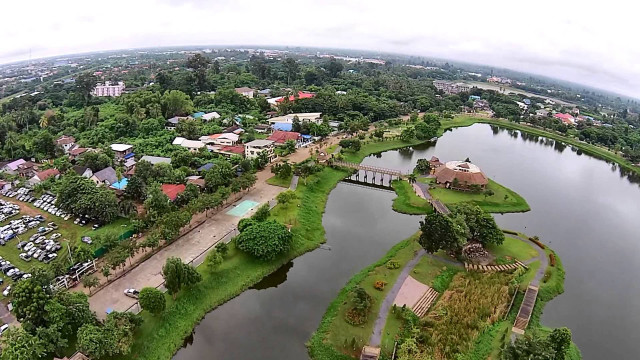 Lake city bridge aerial nature free wallpaper for desktop - medium preview image
