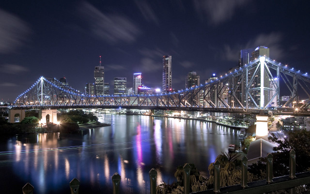 Bridge river city night lights #33 free wallpaper for desktop - medium preview image