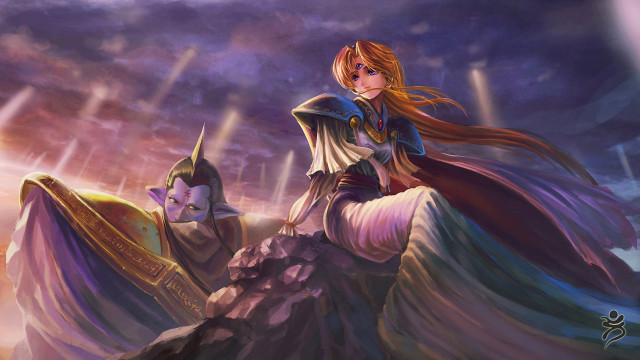 Woman purple horse armor sunset free wallpaper for desktop - medium preview image