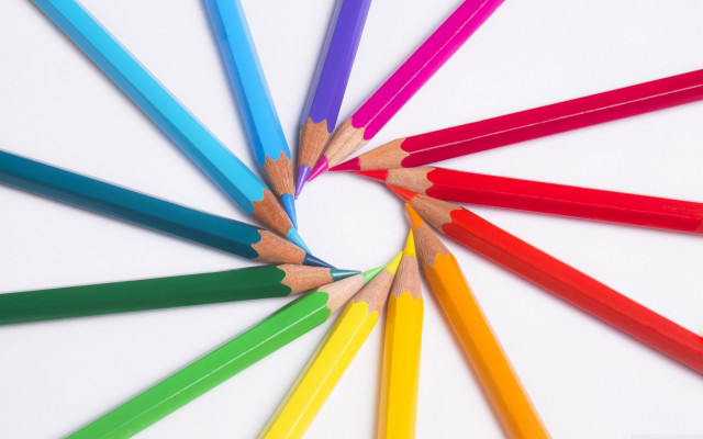 Colored pencils circle white background free wallpaper for desktop - medium preview image