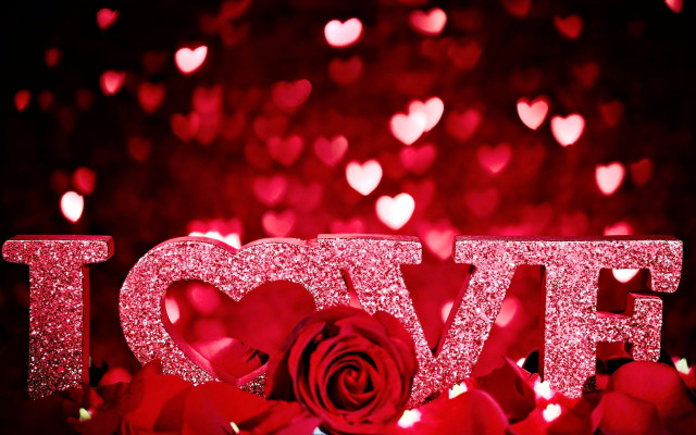 Red rose glitter love sign #4 free wallpaper for desktop - medium preview image