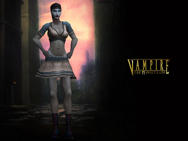 Woman dress dark alley vampire free wallpaper for desktop - medium preview image