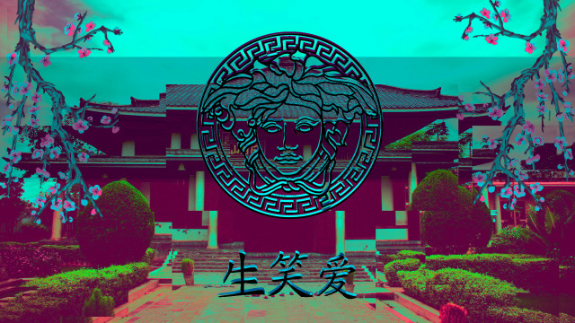 Building woman statue chinese vaporwave free wallpaper for desktop - medium preview image