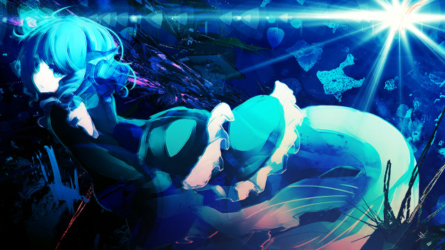 Woman blue dress holding cat #2 free wallpaper for desktop - medium preview image