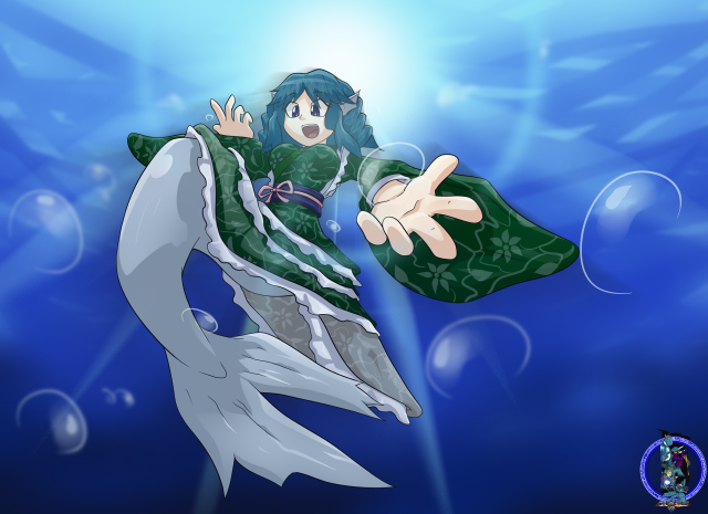 Cartoon character floating water arms free wallpaper for desktop - medium preview image