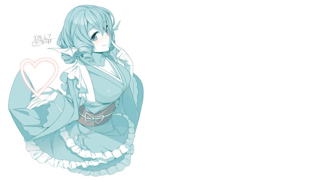 Woman blue dress heart bow free wallpaper for desktop - medium preview image