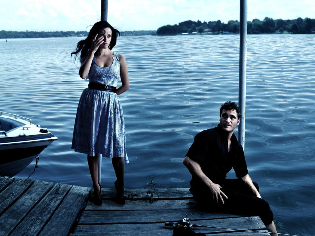 Man woman dock boat water free wallpaper for desktop - medium preview image