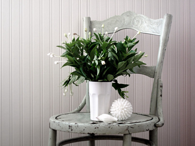 White vase flowers chair minimalism free wallpaper for desktop - medium preview image